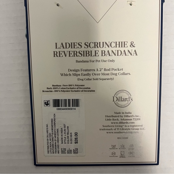 Southern Living Scrunchie & Pet Reversible Bandana Matching Set Sz XS/S NWT - Picture 6 of 10